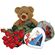 red roses with chocolates and teddy. Krasnoyarsk
